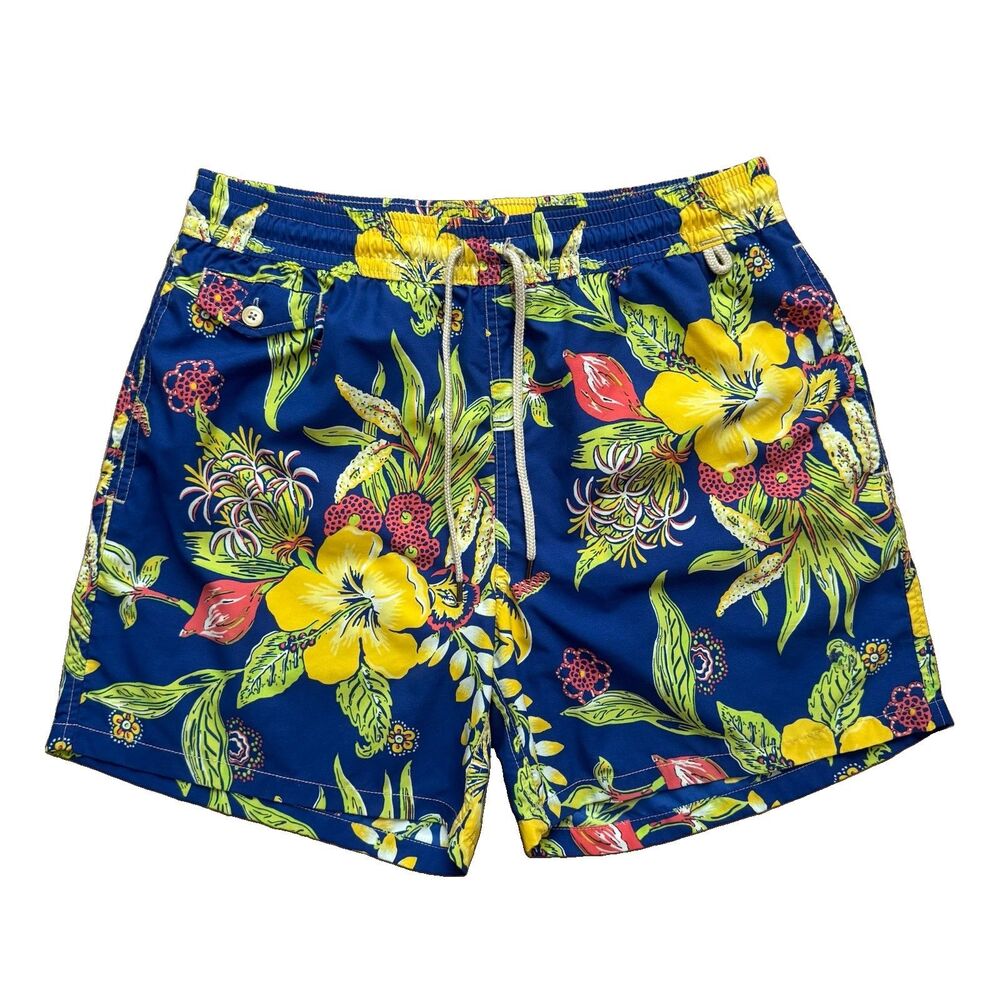 Polo Ralph Lauren Men’s Swimwear Sz L Aloha Hawaii Multicolor Mesh Lined Floral